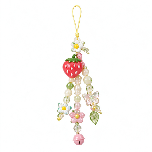 Strawberry Flower Bell Phone Charm