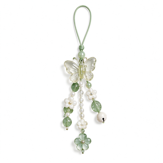 Sage Green Butterfly Floral Phone Charm