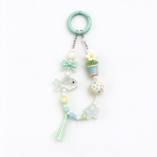 Mint Pastel Whimsical Beaded Bag Charm