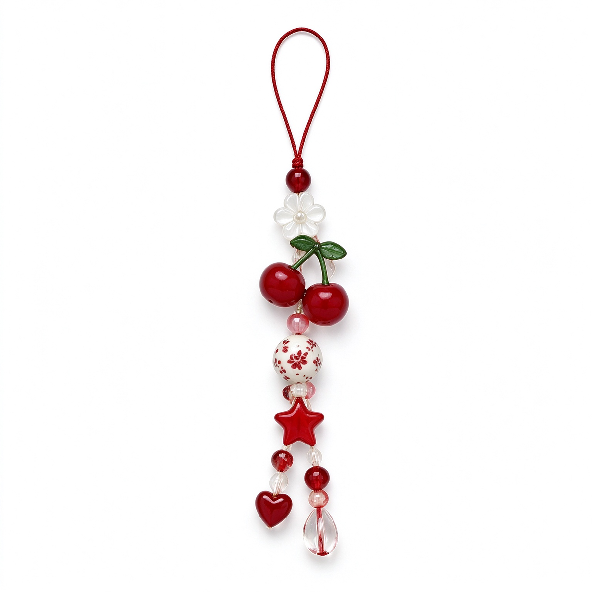 Red Cherry Star Heart Phone Charm