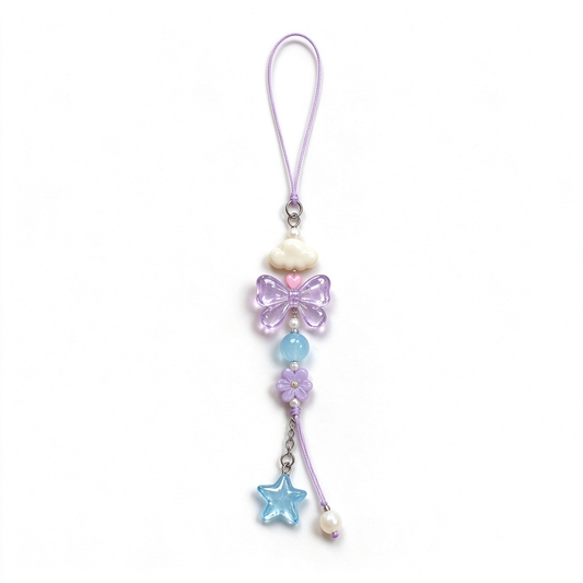 Lavender Butterfly & Blue Star Phone Charm