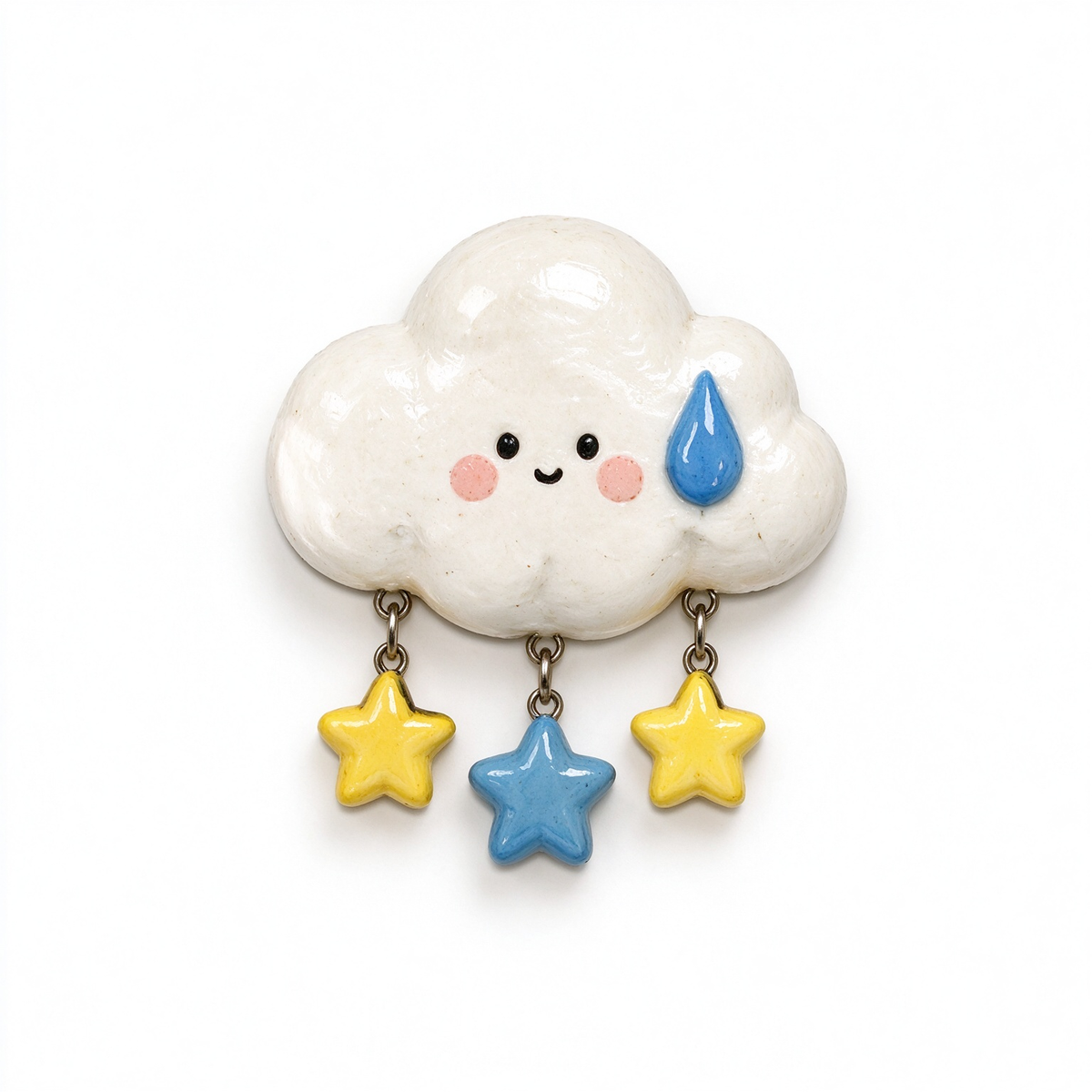 Cute Cloud with Raindrop and Hanging Stars Fridge Magnet