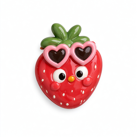 Strawberry with Heart Sunglasses Fridge Magnet