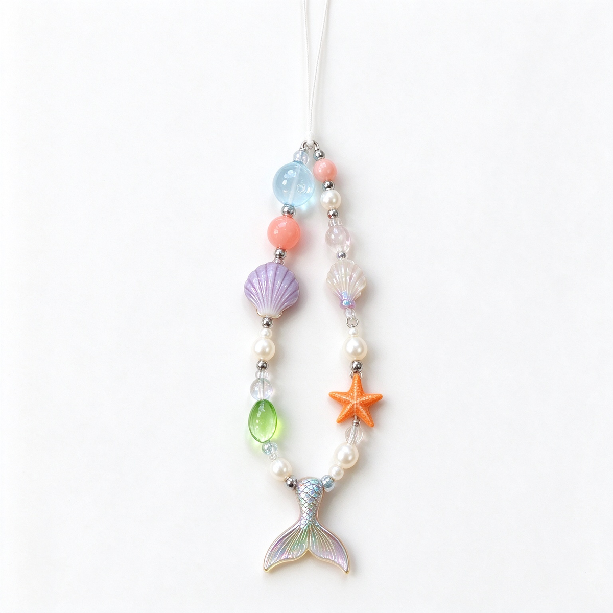 Pastel Mermaid Tail & Seashell Phone Charm