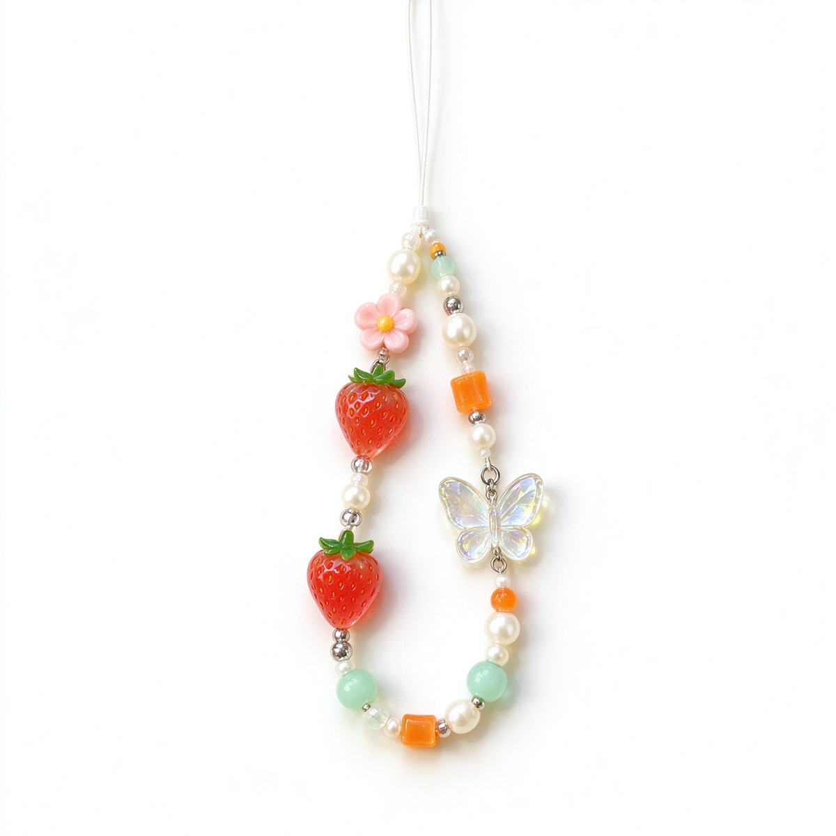 Strawberry Daisy Butterfly Phone Charm