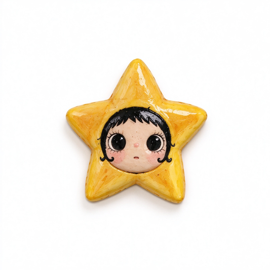 Big-Eyed Yellow Star Character Fridge Magnet