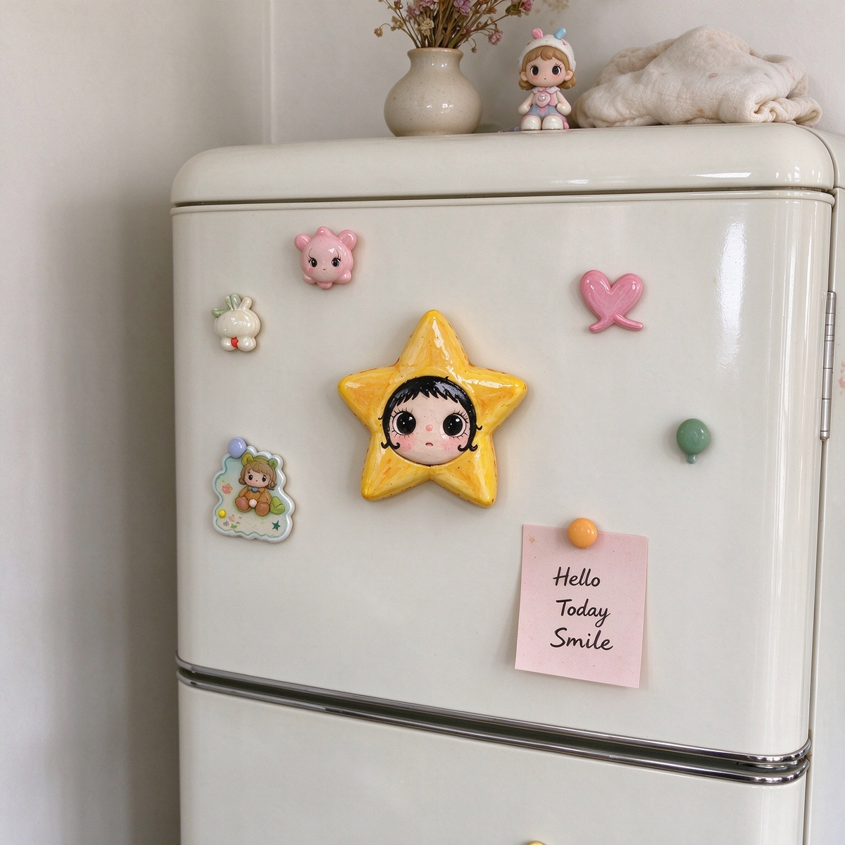 Big-Eyed Yellow Star Character Fridge Magnet