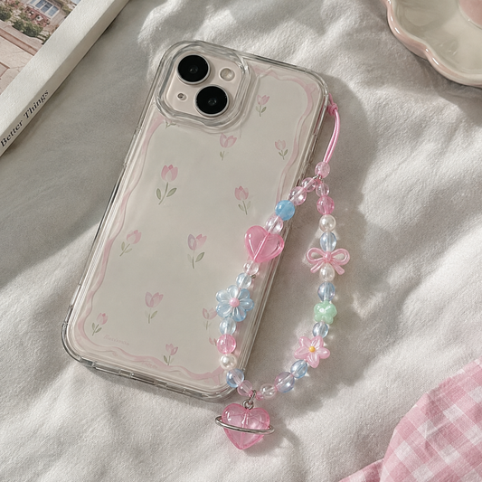 Pastel Pink Blue Heart Phone Charm