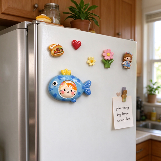 Blue Fish Costume Cat Fridge Magnet