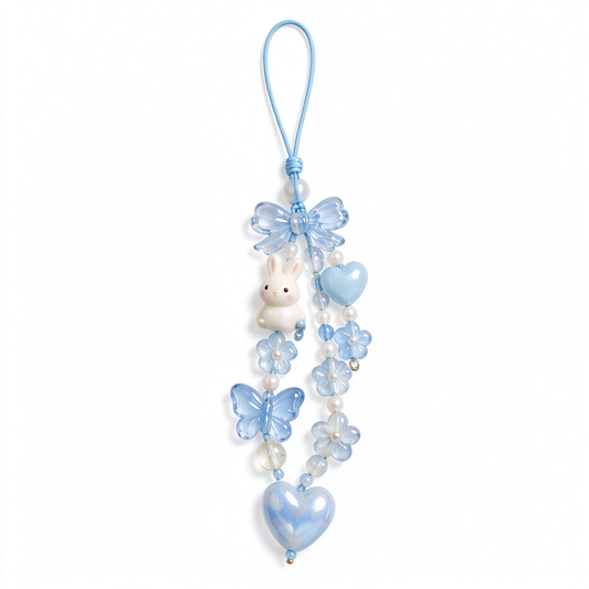 Blue Bunny Butterfly Phone Charm