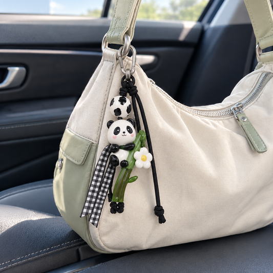 Cute Panda Bamboo Bag Charm