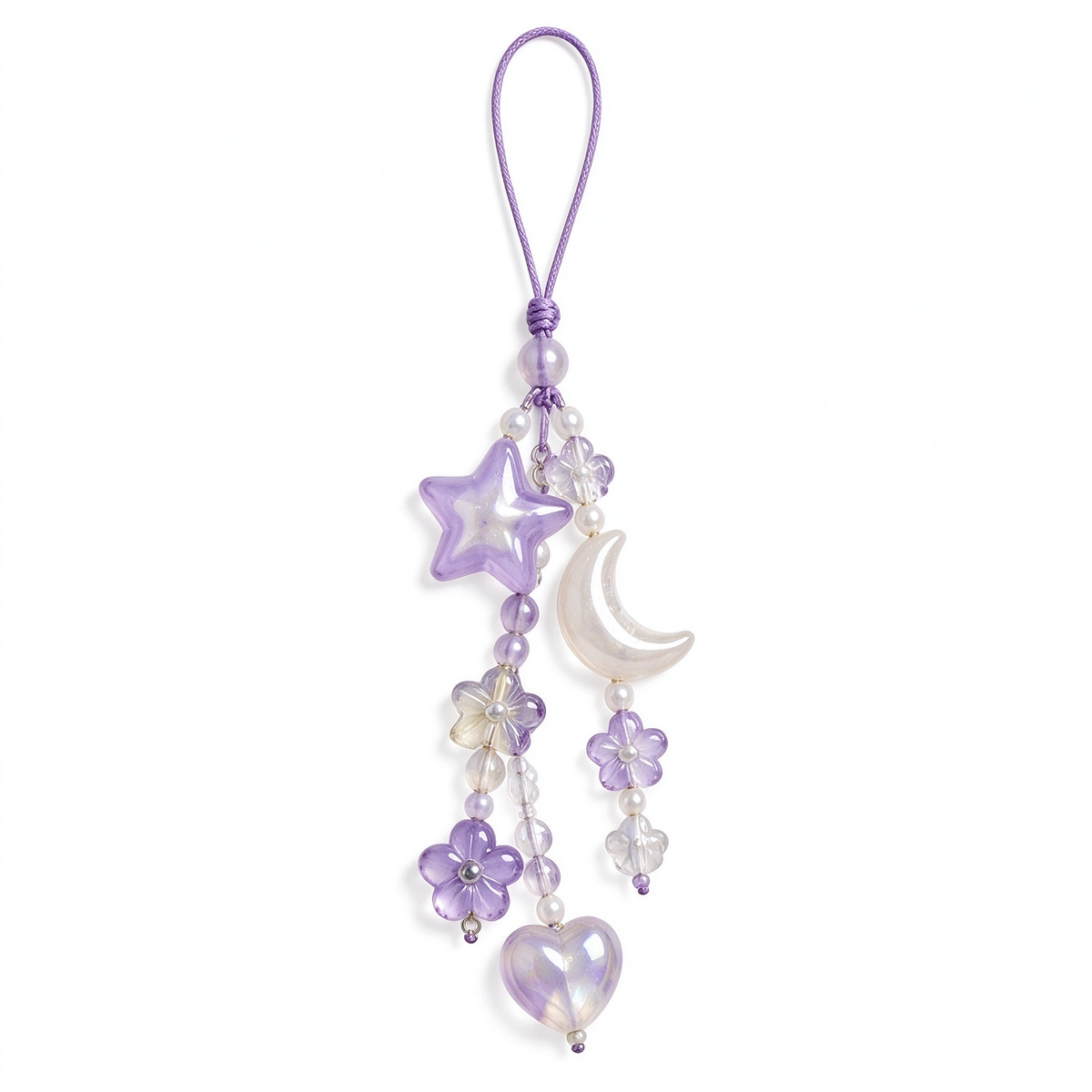 Purple Moon Star Phone Charm