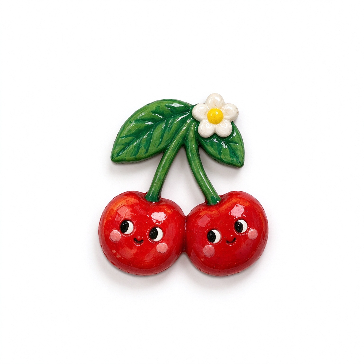 Kawaii Cherry Duo Ceramic Fridge Magnet
