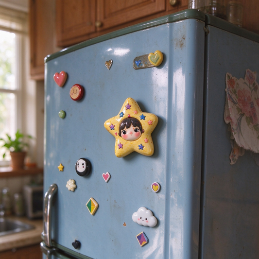 Whimsical Star Girl Ceramic Fridge Magnet