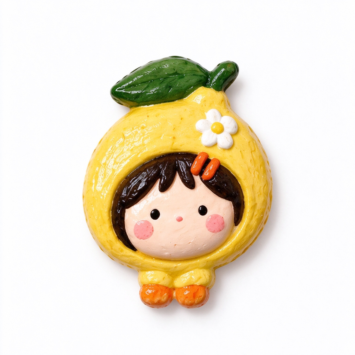 Cute Lemon Hood Girl Ceramic Fridge Magnet