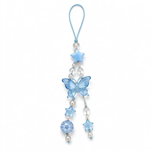 Blue Transparent Butterfly Star Phone Charm