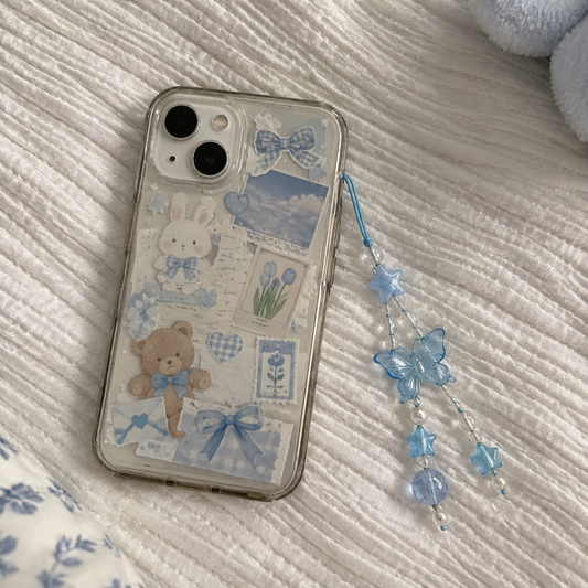Blue Transparent Butterfly Star Phone Charm