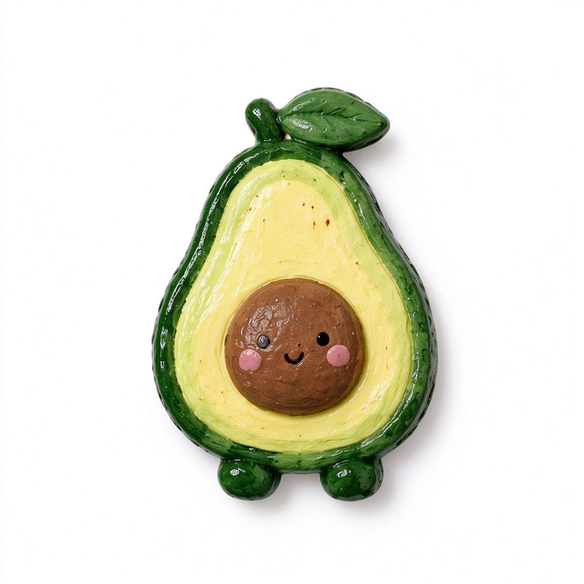 Smiling Avocado Character Ceramic Fridge Magnet
