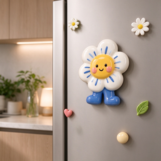 Smiling Sunflower Ceramic Fridge Magnet