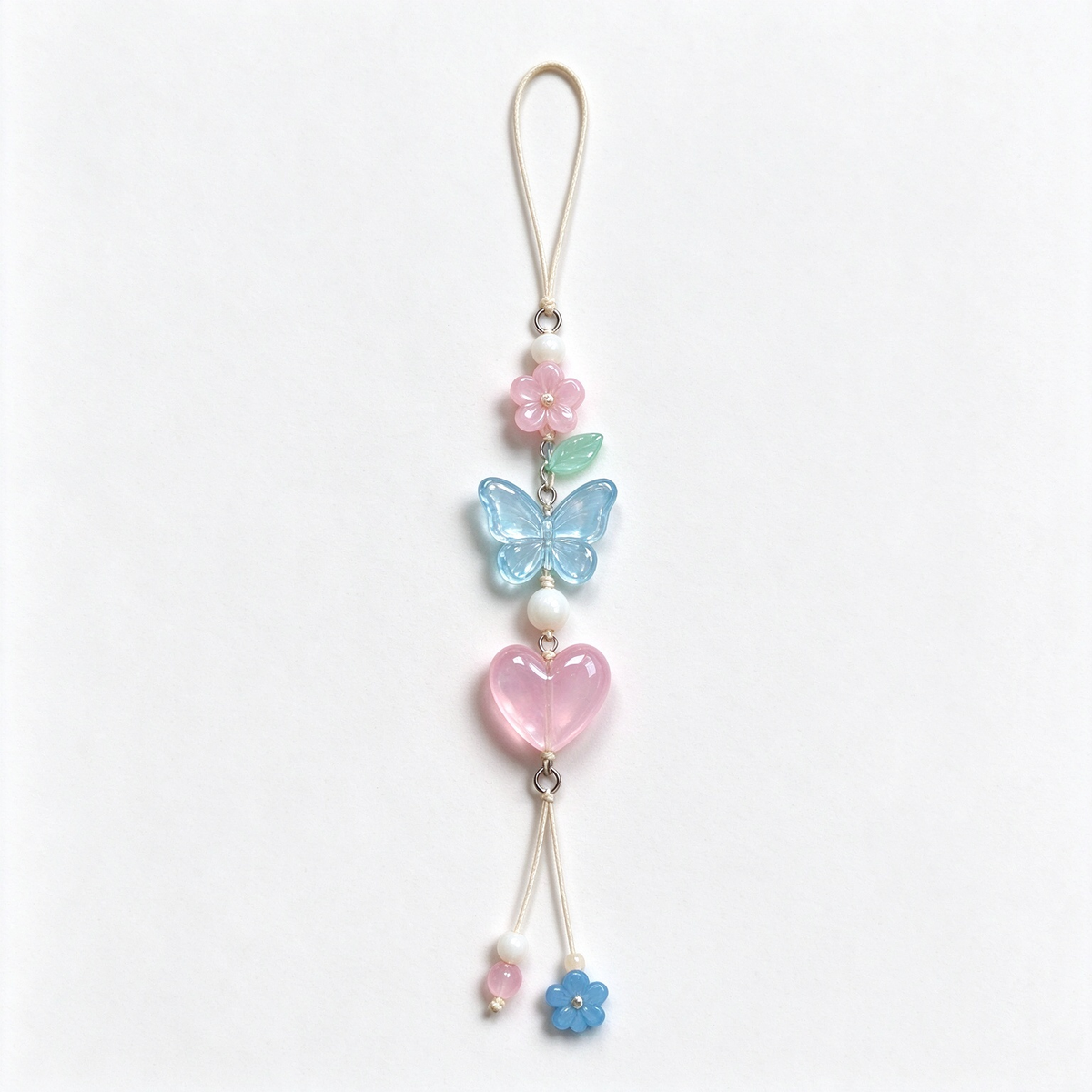 Pink Heart & Blue Butterfly Pastel Phone Charm