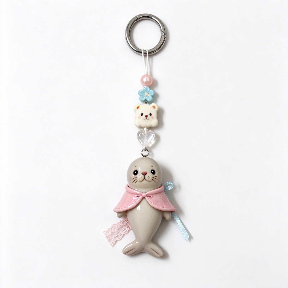 Pastel Seal Heart Bag Charm