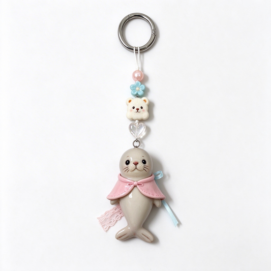 Pastel Seal Heart Bag Charm