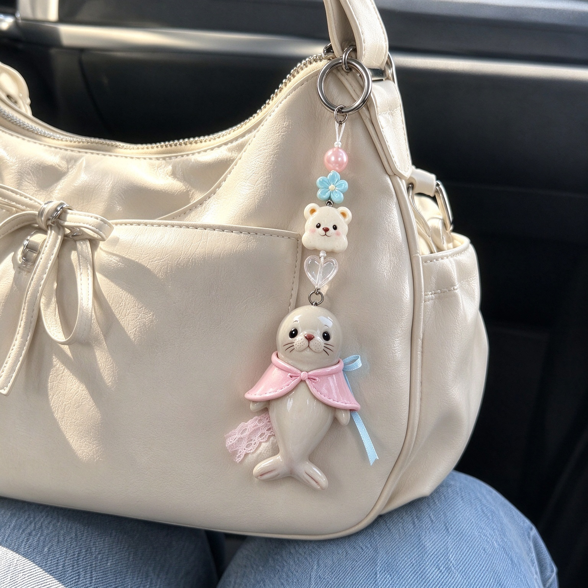 Pastel Seal Heart Bag Charm