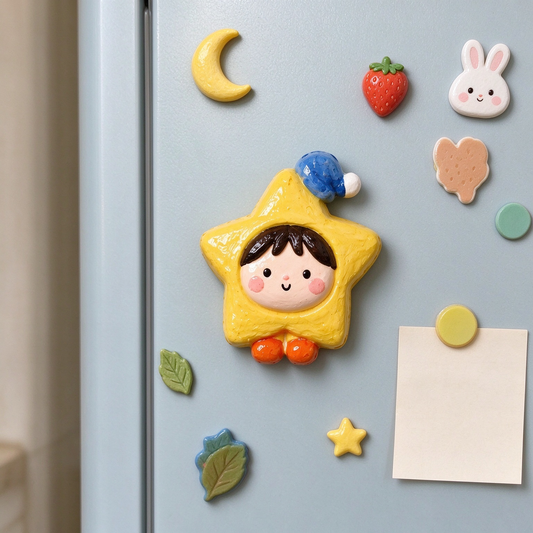 Yellow Star Costume Cute Character Fridge Magnet